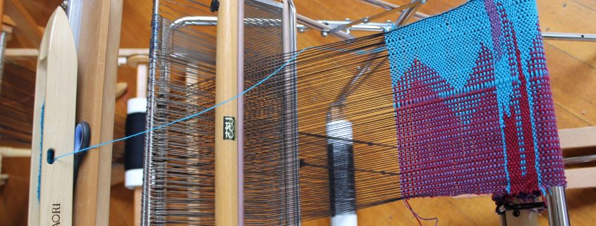 SAORI weaving on a loom at Shizuka Ryokan