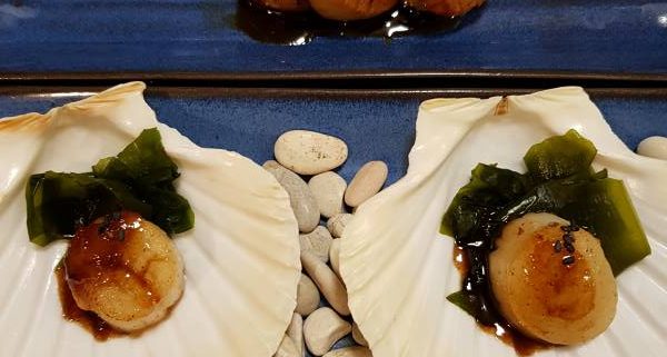 Scallops with soy sauce and yuzu made with a traditonal Japanese recipe