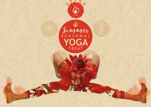 Shizuka Ryokan is hosting a Summer seasonal yoga treat. Postcard featuring Lars Skalman and red flowers
